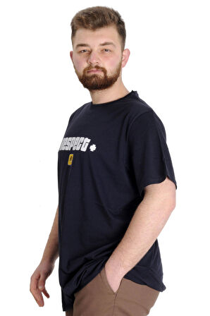 Mode XL Büyük Beden Erkek T-shirt NESPECT 23131 Lacivert