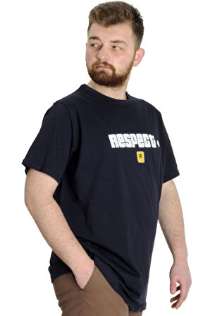 Mode XL Büyük Beden Erkek T-shirt NESPECT 23131 Lacivert