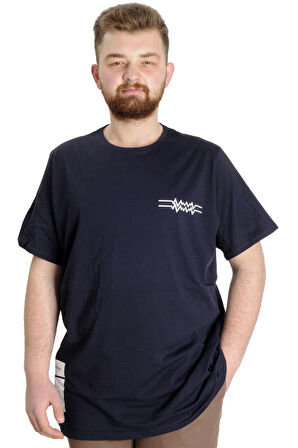 Mode XL Büyük Beden Erkek T-shirt TELEPATHIC 23132 Lacivert