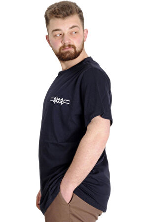 Mode XL Büyük Beden Erkek T-shirt TELEPATHIC 23132 Lacivert