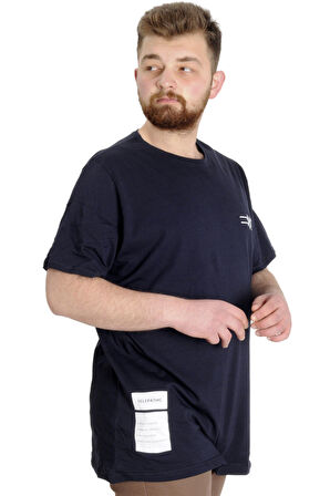 Mode XL Büyük Beden Erkek T-shirt TELEPATHIC 23132 Lacivert
