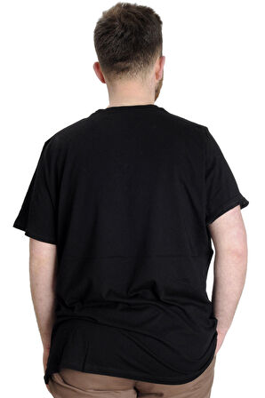 Mode XL Büyük Beden Erkek T-shirt BEST SCORE 23134 Siyah