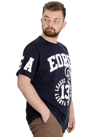 Mode XL Büyük Beden Erkek T-shirt GEORGIA 23136 Lacivert