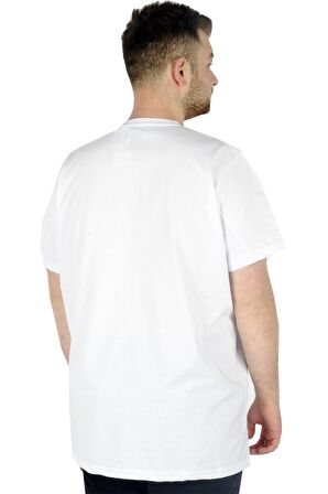 Mode XL Büyük Beden Erkek Tshirt V Yaka Basic 20032 Beyaz