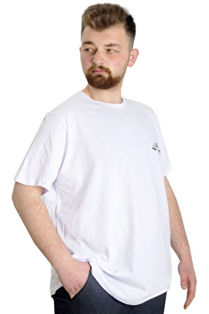 Mode XL Büyük Beden Erkek T-shirt VINTAGE 23144 Beyaz