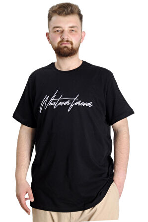 Mode XL Büyük Beden Erkek T-shirt WF 23157 Siyah