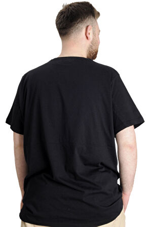Mode XL Büyük Beden Erkek T-shirt WF 23157 Siyah