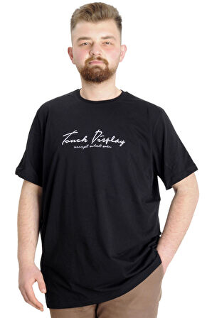 Mode XL Büyük Beden Erkek T-shirt TOUCH 23158 Siyah