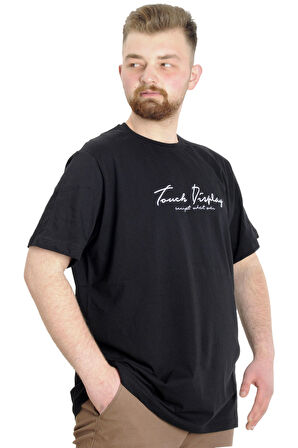 Mode XL Büyük Beden Erkek T-shirt TOUCH 23158 Siyah