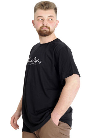 Mode XL Büyük Beden Erkek T-shirt TOUCH 23158 Siyah