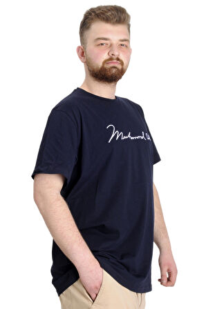 Mode XL Büyük Beden Erkek T-shirt MUHAMMED ALI 23160 Lacivert