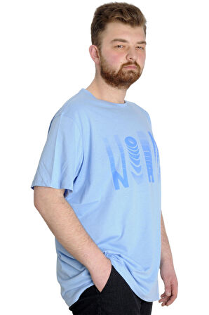 Mode XL Büyük Beden Erkek T-shirt NORM 23147 Mavi