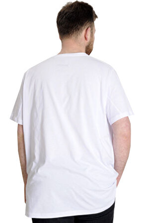 Mode XL Büyük Beden Erkek T-shirt  WHATEVER 23148 Beyaz