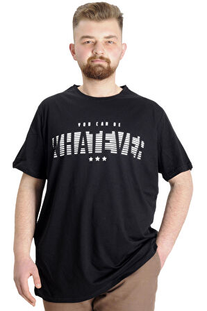 Mode XL Büyük Beden Erkek T-shirt  WHATEVER 23148 Siyah
