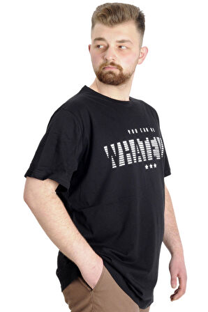 Mode XL Büyük Beden Erkek T-shirt  WHATEVER 23148 Siyah