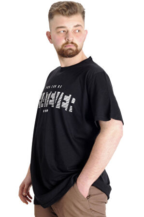 Mode XL Büyük Beden Erkek T-shirt  WHATEVER 23148 Siyah