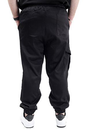 Mode XL Erkek Büyük Beden Keten JOGGER BAHAR 23912 Siyah