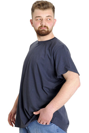 Mode XL Büyük Beden Likralı T-shirt Bisiklet Yaka 20149 Füme