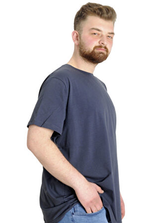 Mode XL Büyük Beden Likralı T-shirt Bisiklet Yaka 20149 Füme