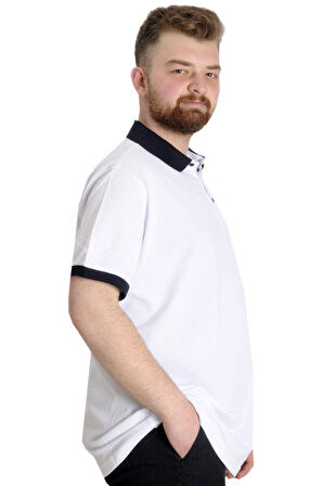 Mode XL Büyük Beden Erkek Polo T-shirt 1991 23341 Beyaz