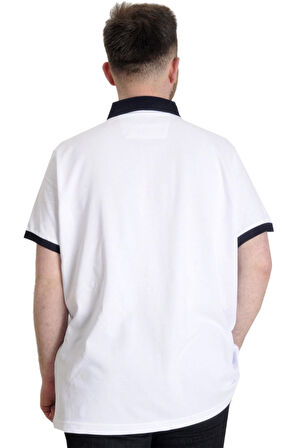 Mode XL Büyük Beden Erkek Polo T-shirt 1991 23341 Beyaz