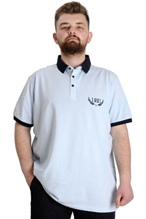 Mode XL Büyük Beden Erkek Polo T-shirt 1991 23341 Mavi