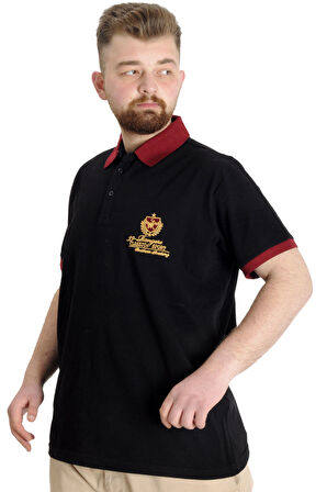Mode XL Büyük Beden Erkek Polo T-shirt RANGERS 23342 Siyah