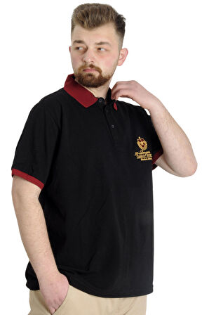 Mode XL Büyük Beden Erkek Polo T-shirt RANGERS 23342 Siyah