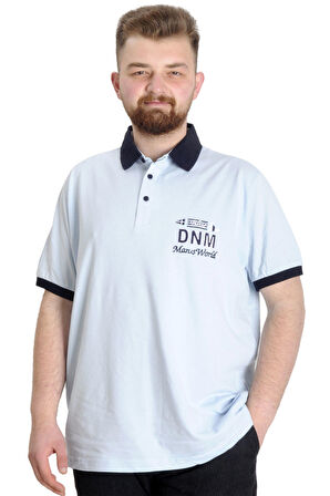 Mode XL Büyük Beden Erkek Polo T-shirt DNM 23343 Mavi