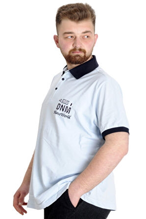 Mode XL Büyük Beden Erkek Polo T-shirt DNM 23343 Mavi