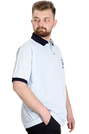 Mode XL Büyük Beden Erkek Polo T-shirt DNM 23343 Mavi