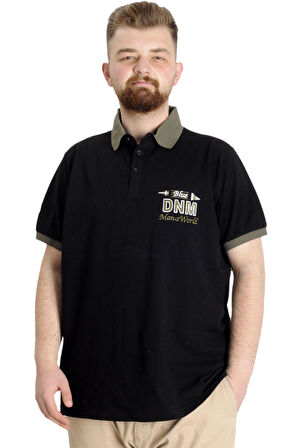 Mode XL Büyük Beden Erkek Polo T-shirt DNM 23343 Siyah