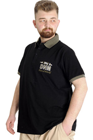 Mode XL Büyük Beden Erkek Polo T-shirt DNM 23343 Siyah