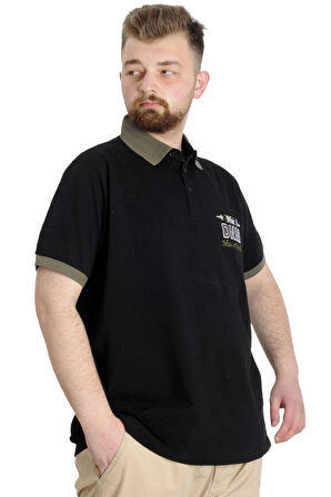 Mode XL Büyük Beden Erkek Polo T-shirt DNM 23343 Siyah