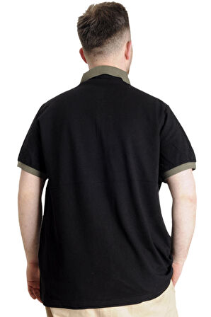 Mode XL Büyük Beden Erkek Polo T-shirt DNM 23343 Siyah