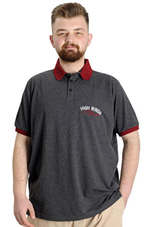 Mode XL Büyük Beden Erkek Polo T-shirt SAILING 23344 Antramelanj