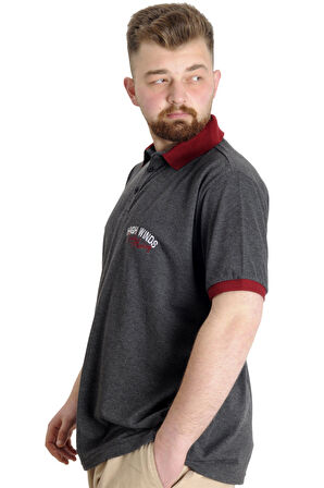 Mode XL Büyük Beden Erkek Polo T-shirt SAILING 23344 Antramelanj