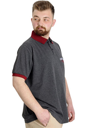 Mode XL Büyük Beden Erkek Polo T-shirt SAILING 23344 Antramelanj