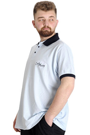 Mode XL Büyük Beden Erkek Polo T-shirt SAILING 23344 Mavi