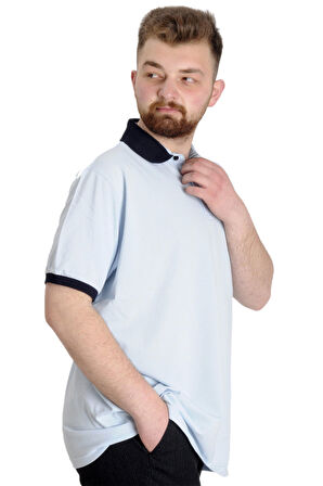 Mode XL Büyük Beden Erkek Polo T-shirt SAILING 23344 Mavi