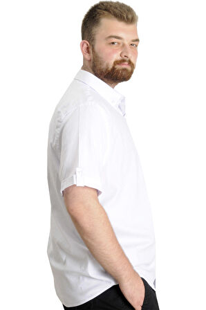 Mode XL Erkek Büyük Beden Gabardin Gömlek INTROVERT 23304 Beyaz