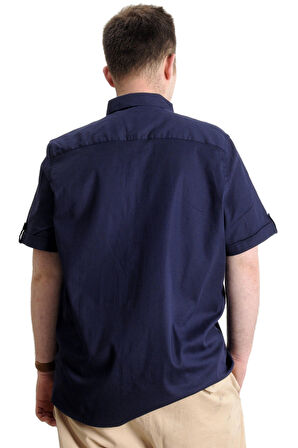 Mode XL Erkek Büyük Beden Gabardin Gömlek INTROVERT 23304 Lacivert