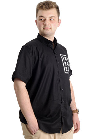 Mode XL Erkek Büyük Beden Gabardin Gömlek INTROVERT 23304 Siyah