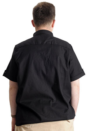 Mode XL Erkek Büyük Beden Gabardin Gömlek INTROVERT 23304 Siyah