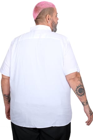 Mode XL Büyük Beden Erkek Gabardin Gömlek One City 23307 BEYAZ