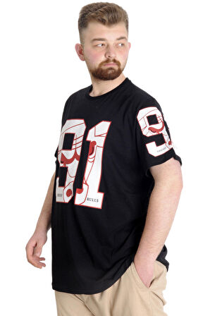 Mode XL Büyük Beden Erkek T-shirt 91 23153 Siyah