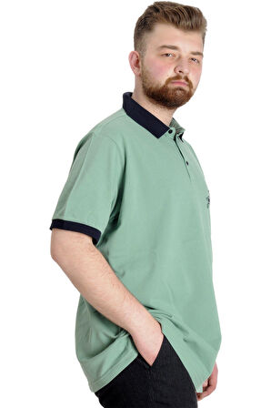 Mode XL Büyük Beden Erkek Polo T-shirt GOOD TIMES 23345 Çağla