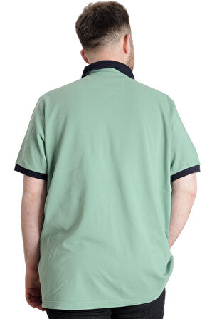Mode XL Büyük Beden Erkek Polo T-shirt GOOD TIMES 23345 Çağla