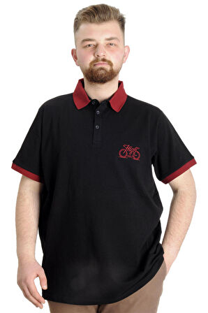 Mode XL Büyük Beden Erkek Polo T-shirt HIGH 23346 Siyah