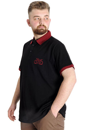 Mode XL Büyük Beden Erkek Polo T-shirt HIGH 23346 Siyah